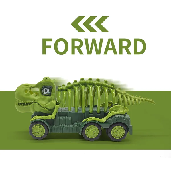 Portable Pull Back Dinosaur Car Storage Toy Carrier With Light &Music for Kids Dinosaur Truck With 2pcs Mini Car view 2