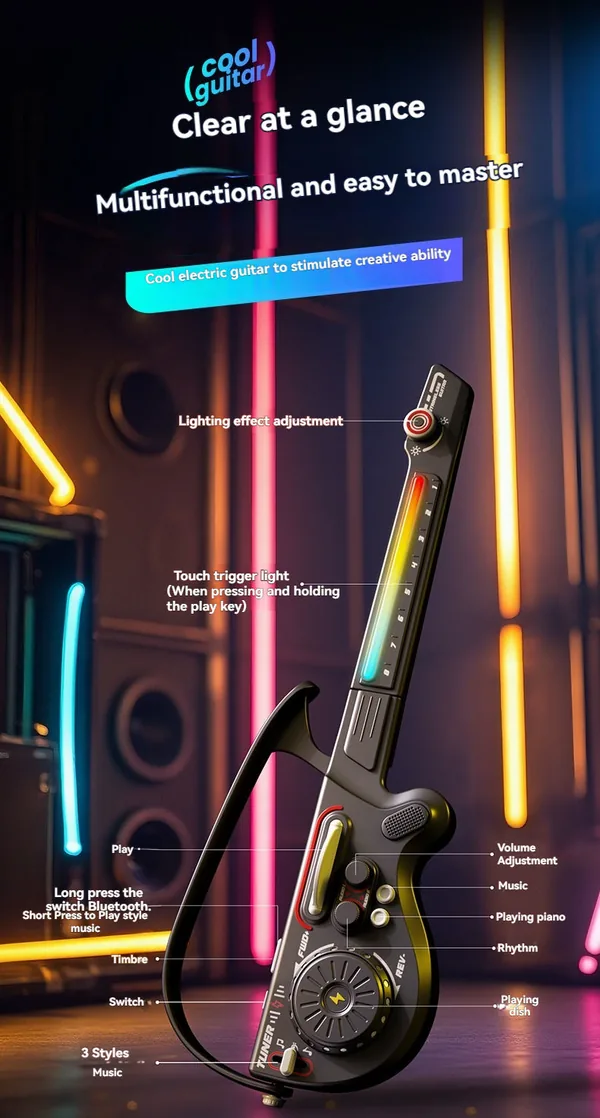 Multifunctional Foldable Travel Guitar with Quick-Learn ABS Material for Beginners-Musical Toy for Kids Cps COLOUR BOX Packaging view 4