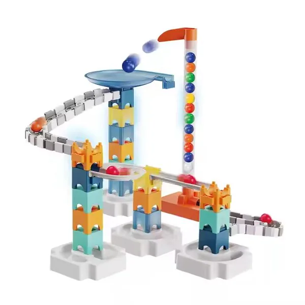 80Pcs Marble Run Toy Educational DIY Space Marble Race Track Set Construction Maze Building Block Toy Set for Kids