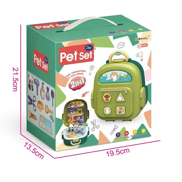 Kids 2 in 1 Kitchen Food Set Pretend Play Toy Doctors Ornaments Colored Clay Tools Pets Desserts Theme Backpack Toy for Children view 2