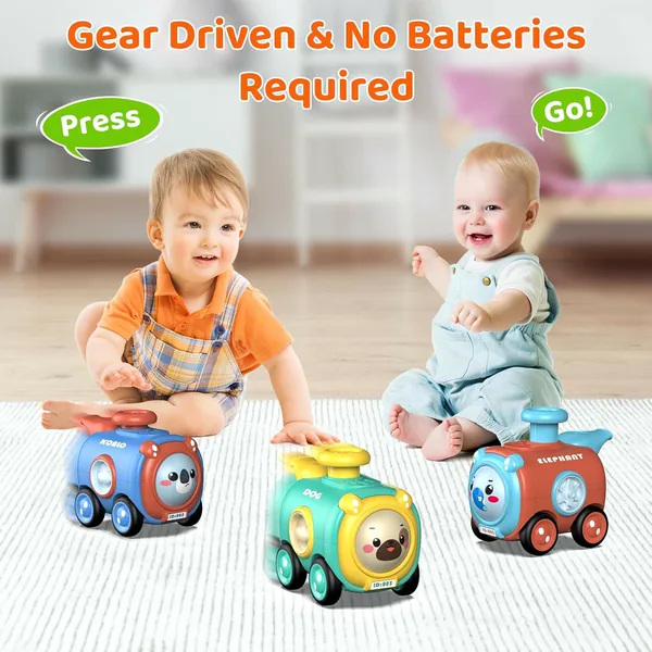 2024 4 in 1 Set Press and Go Boys Toys Cartoon Animal Train Toy Car Toy for Child view 4