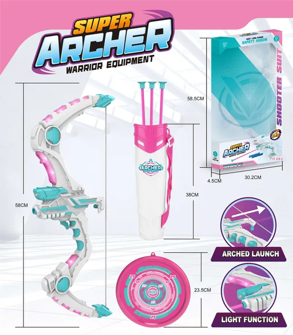 2024 New Light-up Kids Bow and Arrows Toy Arrows Outdoor Sport Toy With Target and Suction Cup Arrows for Boys and Girls view 5