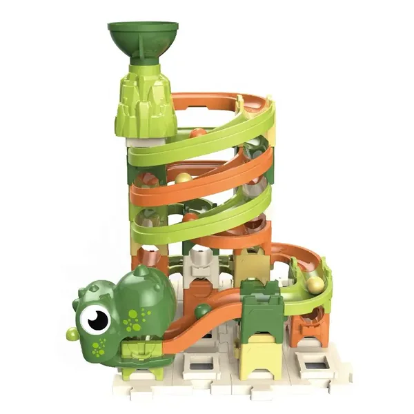 3 in 1 Dinosaur Toys for Kids Roll Ball Building Blocks Track Toys Marble Run Set view 2