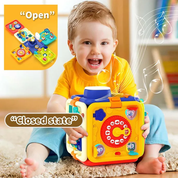 2024 6 in 1 Baby Activity Cubes Multi-function Montessori Sensory Learning Toys for Kids Early Educational view 3
