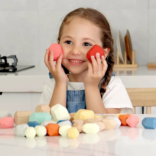New Plastic Stacking Rocks Balance Stones Toy Educational Montessori Building Block Toys view 2