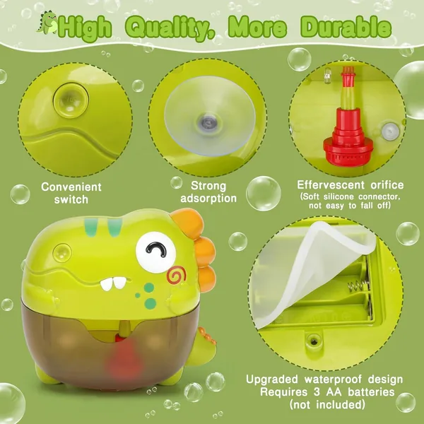 Baby Bath Toys Cartoon Dinosaur Music Soap Blowing Bubble Machine Animal Bath Toys Set for Kids view 5