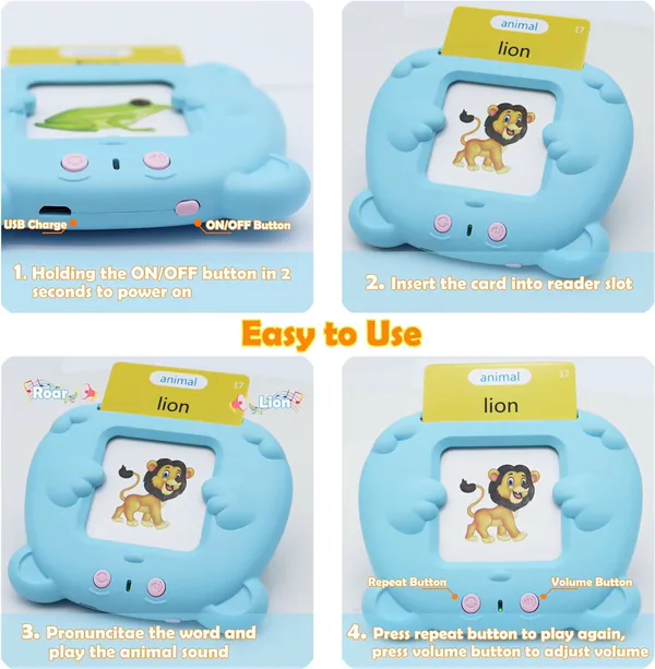 Interactive Talking Flash Card Toy for Boys 2-4 Years Kids Learning Sight Words for Speech Therapy Educational Cognitive Cards view 4