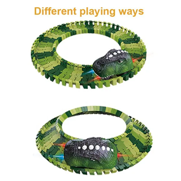 Battery Operated 183PCS Dinosaur Track Toy for Kids Slot Car Racing Track with Light Supported Customized Package view 6