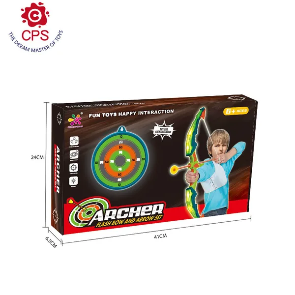 New Design Light-Up Bow and Arrow Toy Indoor Outdoor Night Sports Game for Kids Made of Durable Plastic