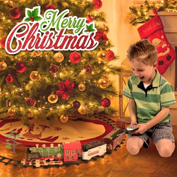 Kids Toys Christmas Gifts Train Set for Christmas Tree Rechargeable Electric Train for Kids With Remote Steam Lights Sound view 4