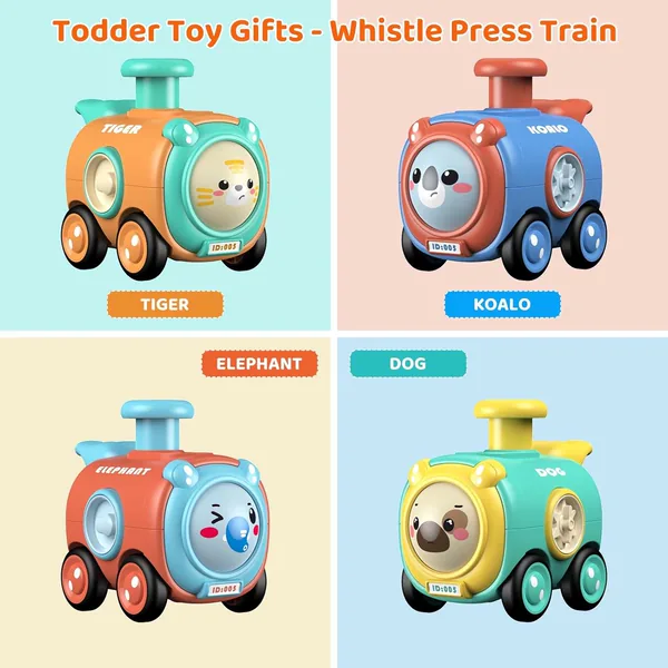 2024 4 in 1 Set Press and Go Boys Toys Cartoon Animal Train Toy Car Toy for Child view 2