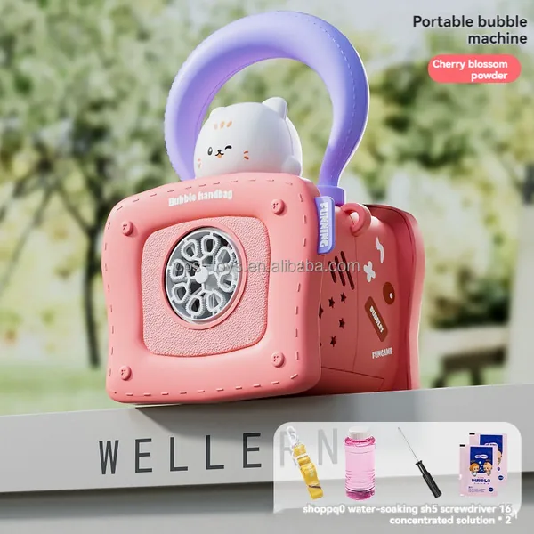 Kitten Machine Bubble Gun for Kids with Music Light-up Plastic Automatic Outdoor Toy Birthday Gift view 4