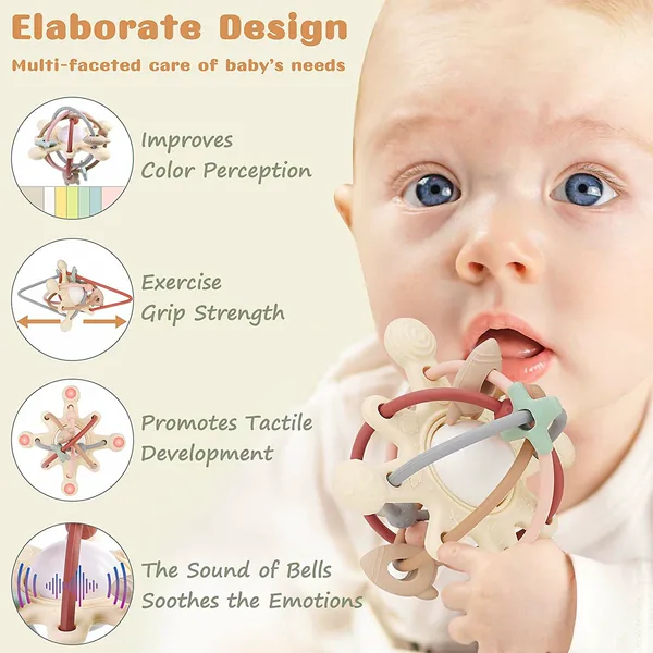 2023 NEW Soft Silicone Teether Montessori Toys Baby Rattle Toys Baby Chew Toys view 4
