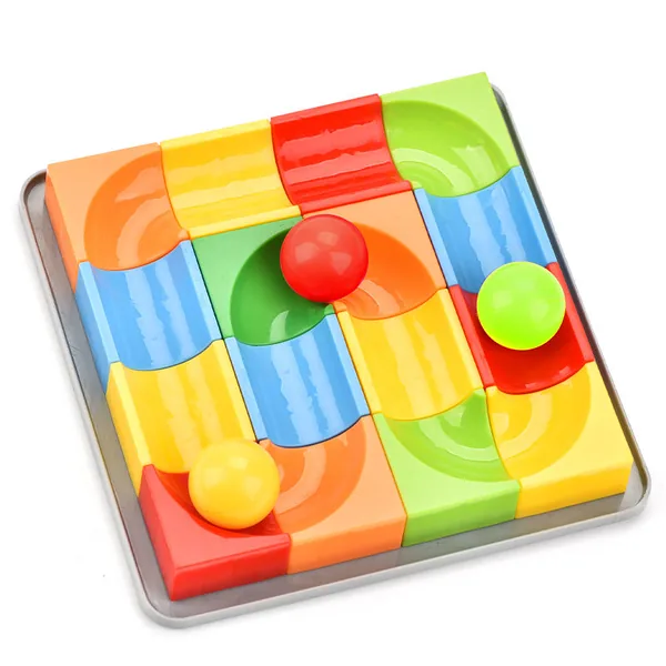 Kids Educational DIY Puzzle Toys Color Writing Board and Balance Ball Track Building Blocks Set of Drawing Board Toys