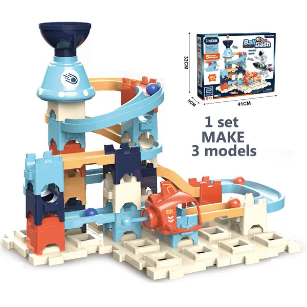 Kids Building Block Ejection Ball Run Toy Set with 3 Changeable Shapes Marble Race Track for Boys Girls view 6