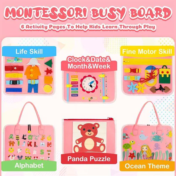 2024 Montessori Busy Board Sensory Toys Basic Skill Toddler Busy Board Educational Activities Busy Board for Toddlers view 5