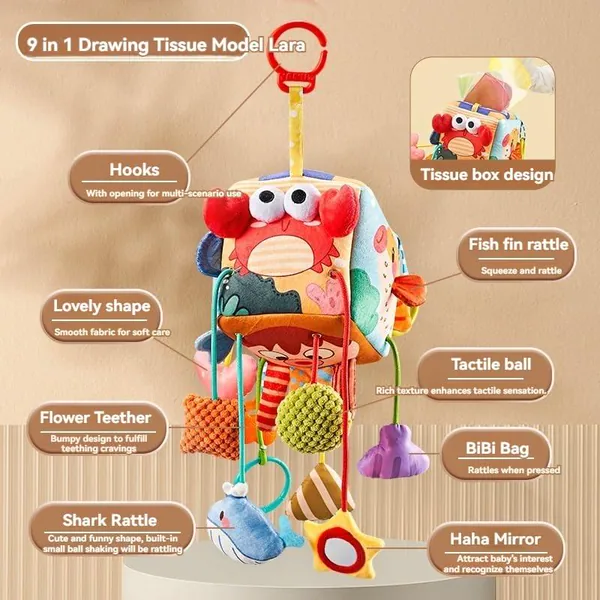 Baby Educational Toys Montessori Ocean Soft Cloth Cube Fabric Sensory Activity Cloth Block for Kids view 2