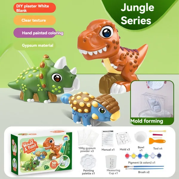 DIY Kids Arts and Crafts Set Painting Kit STEM Projects Toy Animals Ceramic Painting Kit for Kids Pretend Play Toy view 3