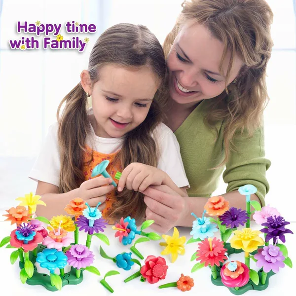 2024 148pcs DIY Stem Educational Stacking Flower Building Blocks Toys for Kids view 4