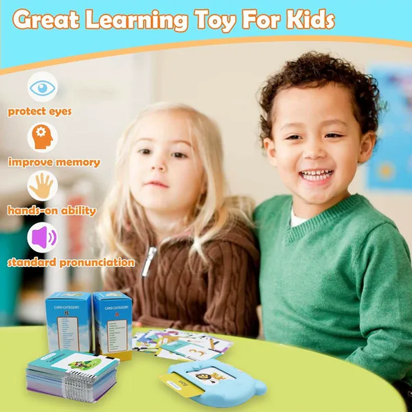Interactive Talking Flash Card Toy for Boys 2-4 Years Kids Learning Sight Words for Speech Therapy Educational Cognitive Cards view 3