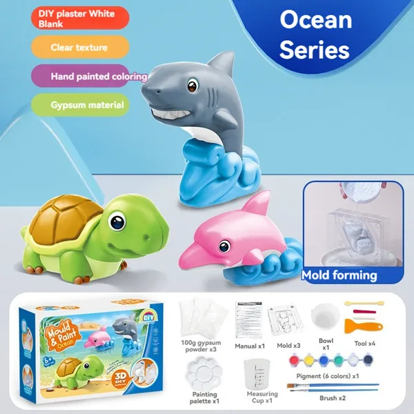 DIY Kids Arts and Crafts Set Painting Kit STEM Projects Toy Animals Ceramic Painting Kit for Kids Pretend Play Toy view 4