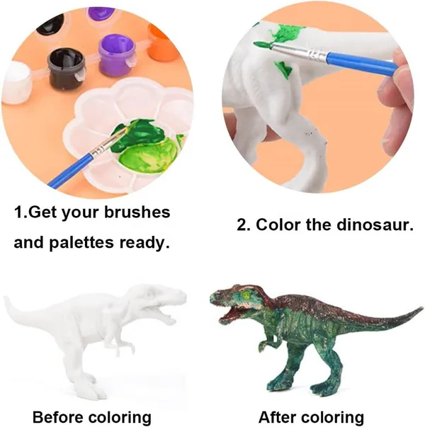 Dinosaur Toys for Kids 2 in 1 Dinosaurs Painting Kits and Pull Back Cars for Boys Arts and Crafts Set