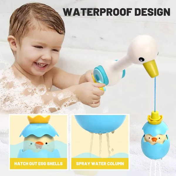 Kid Bath Toy for Kids Animal Egret Magnetic Fishing Games With Lights Squirting Toys for Kids Ages 2-4 Years view 5