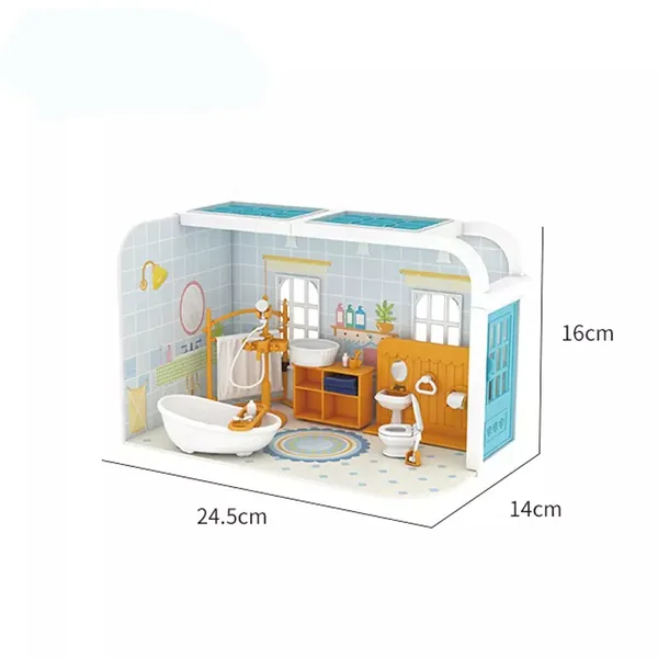 Kids Educational Toys DIY Bathroom Cottage 3D Furniture Bathroom Assemble Miniature House Model Toy Diy for KIDS view 5