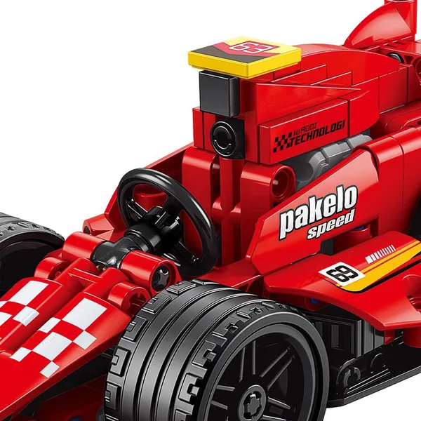 Plastic 2in1 Super Racing Pull Back Car Building Block Red F1 Model Sports technic Car Building Blocks for Children view 4