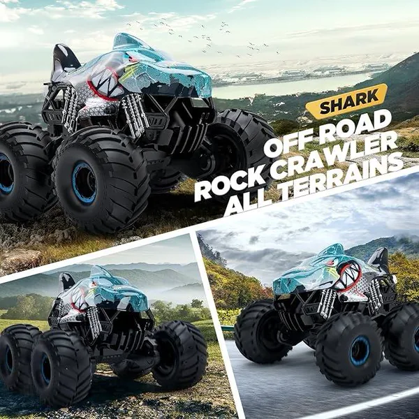 Remote Control Shark Car 2.4Ghz Remote Control Monster Trucks with Spray Light-up Music RC Stunt Car view 6