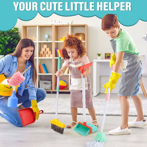 14 Pcs Cleaning Set Pretend Play Toy Toddler Cleaning Set Includes Broom House Cleaning Tool Toys Housekeeping Kit view 2