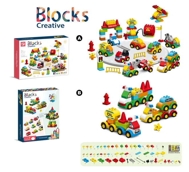 2024 140pcs Educational Learning Toys Kids Big Building Blocks Car Toys Kids Building Kits view 3
