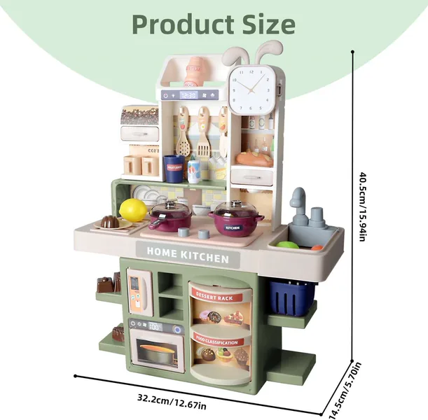 Kids Pretend Play Toys Kitchen Set with Cooking Stove Simulation of Spray 42CM Mini Kitchen Accessories Set view 6