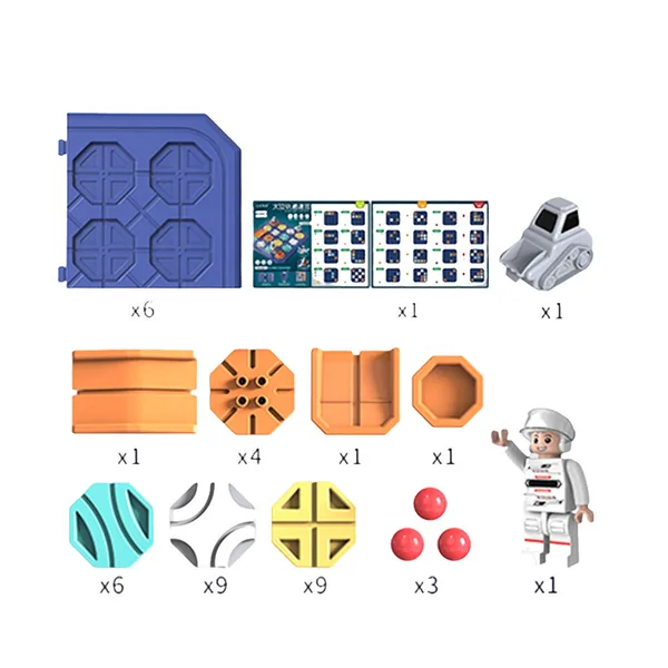 Dual Truck DIY Building Blocks Construction Track Maze Game Set Kid Educational Space Inertia Car (64pcs) Plastic Material view 3