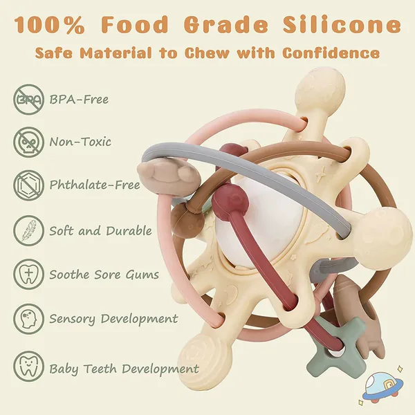 2023 NEW Soft Silicone Teether Montessori Toys Baby Rattle Toys Baby Chew Toys view 2