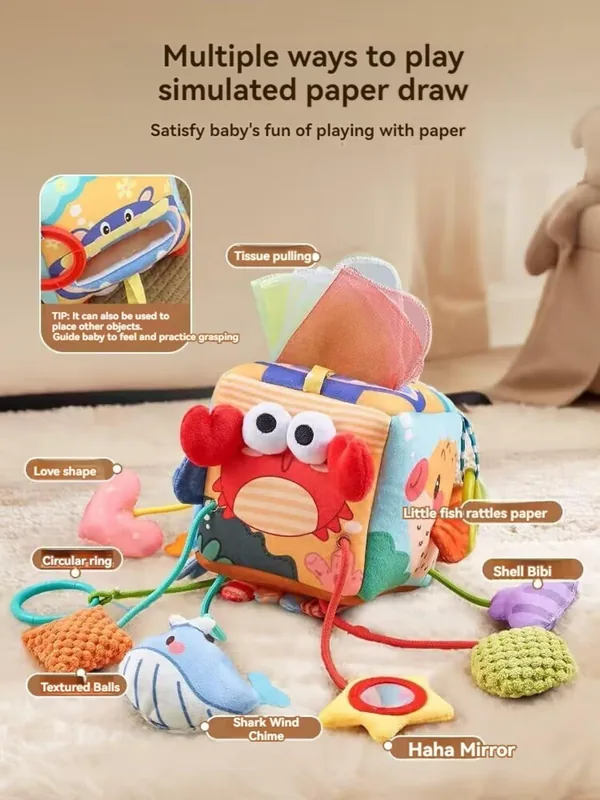 Baby Educational Toys Montessori Ocean Soft Cloth Cube Fabric Sensory Activity Cloth Block for Kids view 3