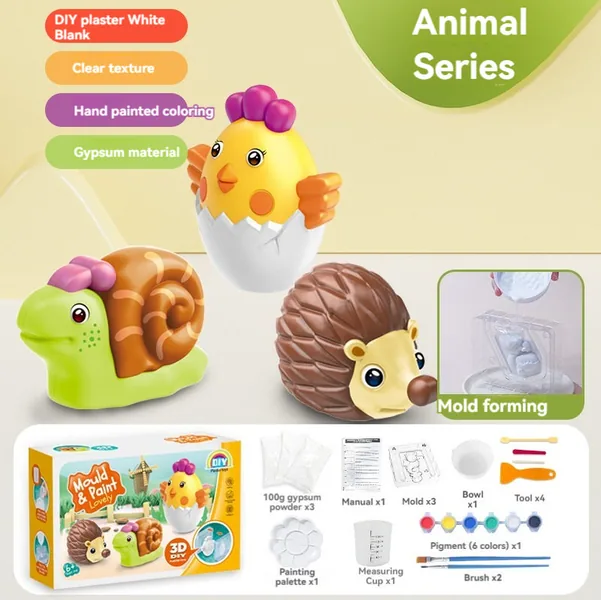 DIY Kids Arts and Crafts Set Painting Kit STEM Projects Toy Animals Ceramic Painting Kit for Kids Pretend Play Toy view 2