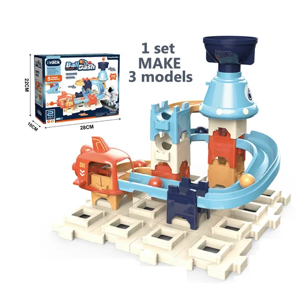 Kids Building Block Ejection Ball Run Toy Set with 3 Changeable Shapes Marble Race Track for Boys Girls view 3