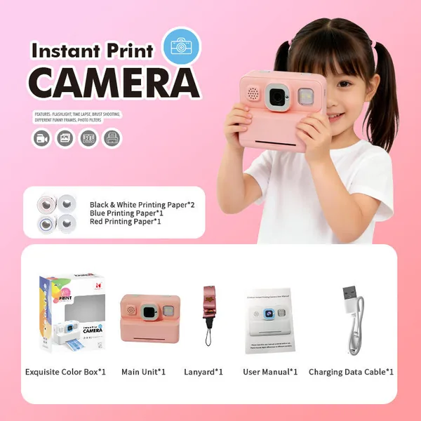 Kids Camera Instant Print Instant Cameras That Print Photos,Christmas Birthday Gifts for Girls Age 3-12 Portable Toy view 5