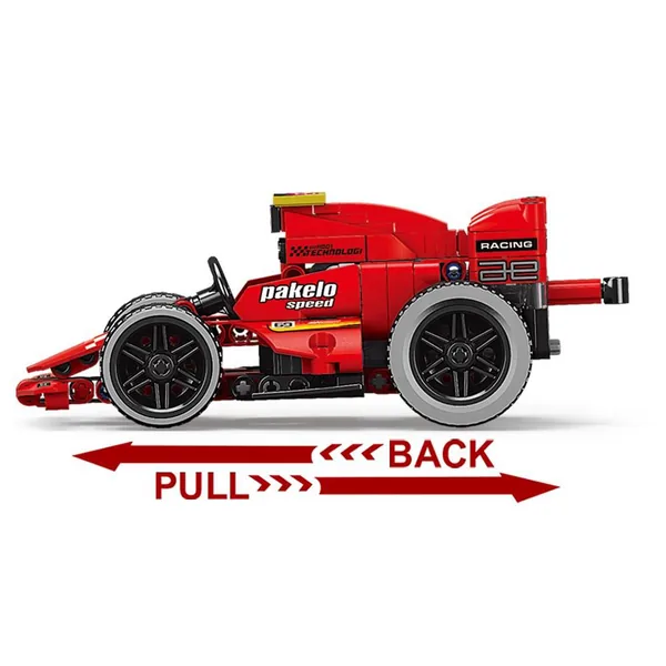Plastic 2in1 Super Racing Pull Back Car Building Block Red F1 Model Sports technic Car Building Blocks for Children view 3