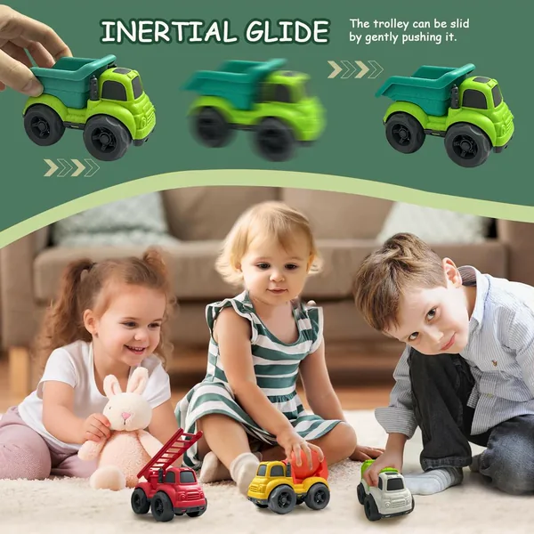 Toddler Car Toys 4 Pcs Dump Truck & Mixer Cement Set BPA Free ABS Plastic Educational Outdoor Toys for 2 to 4 Years view 6