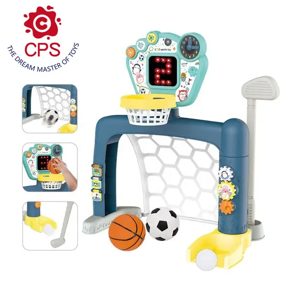 New Portable 3-in-1 Outdoor Sports Toy Golf Basketball & Toss Game Stand for Toddlers Made of Durable Plastic view 2