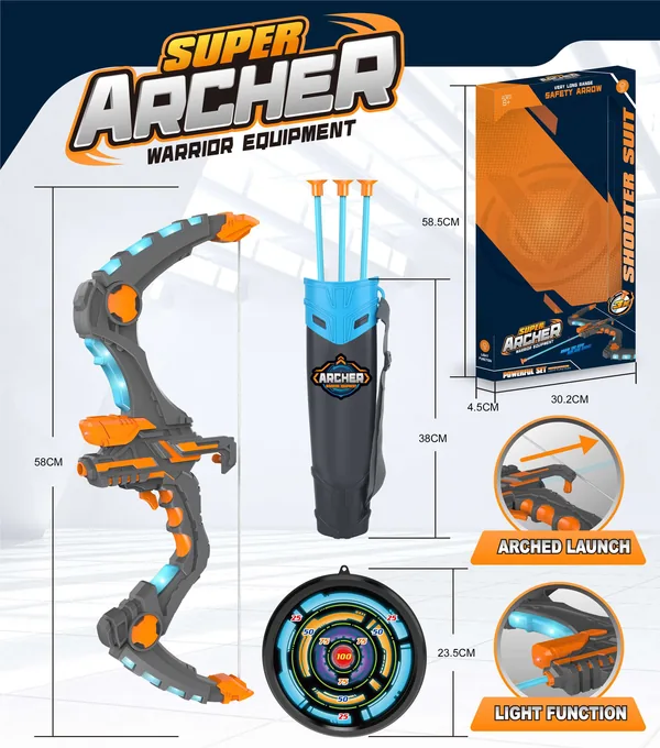 2024 New Light-up Kids Bow and Arrows Toy Arrows Outdoor Sport Toy With Target and Suction Cup Arrows for Boys and Girls view 3