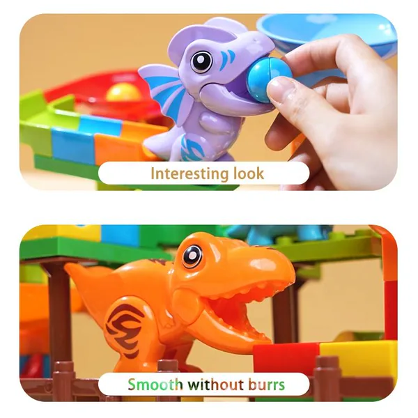 135PCS Dinosaur Marble Race Run Big Blocks DIY Building Blocks Funnel Slide Assembly Bricks Educational Toys view 5