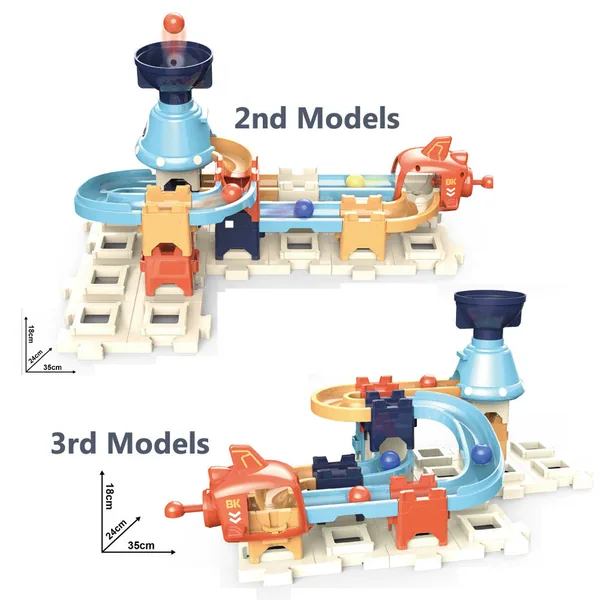 Kids Building Block Ejection Ball Run Toy Set with 3 Changeable Shapes Marble Race Track for Boys Girls view 2