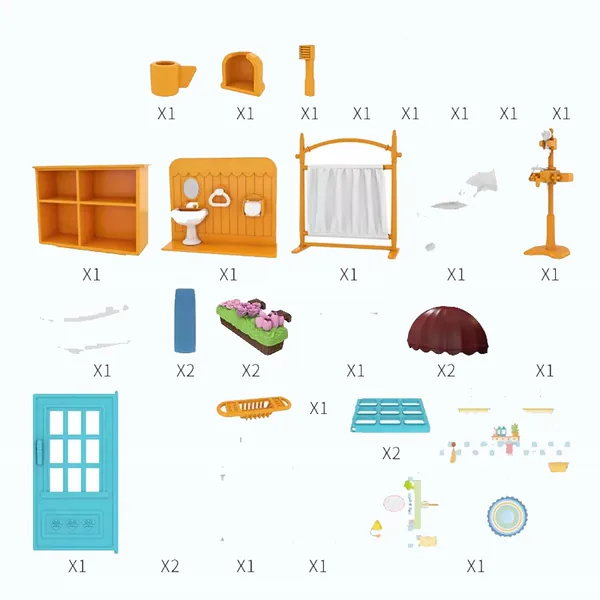 Kids Educational Toys DIY Bathroom Cottage 3D Furniture Bathroom Assemble Miniature House Model Toy Diy for KIDS view 2