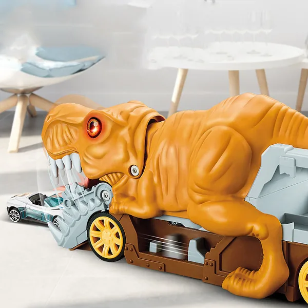Dinosaur Eating Cars Transport Truck Storage Toys with Shooting Function Car Diecast Toy for Children Playing view 2