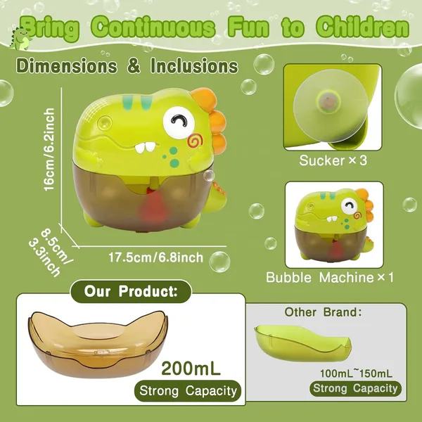 Baby Bath Toys Cartoon Dinosaur Music Soap Blowing Bubble Machine Animal Bath Toys Set for Kids view 4