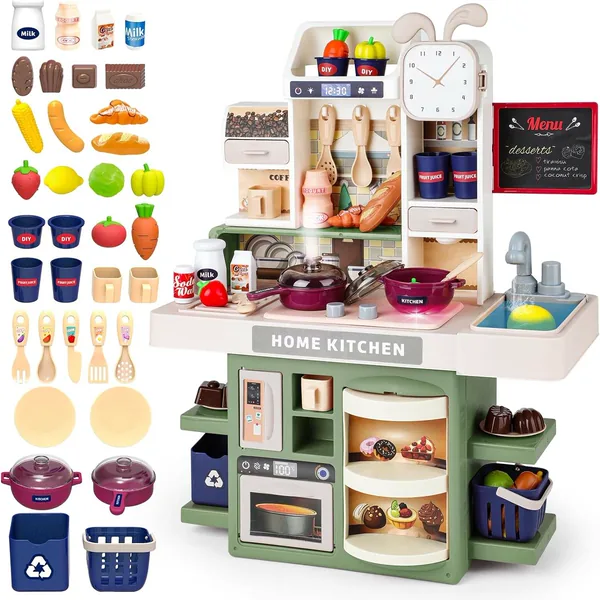 Kitchen Set Toy with Realistic Steam and Light-up Toys Pretend Play Food and Cooking Play Toys view 7