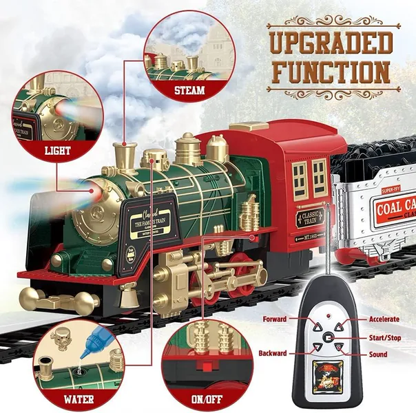Kids Toys Christmas Gifts Train Set for Christmas Tree Rechargeable Electric Train for Kids With Remote Steam Lights Sound view 2